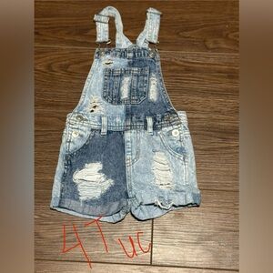4T girls distressed overalls